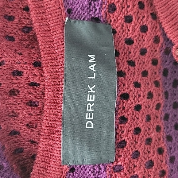 Derek Lam Purple Wine Zip Front Mesh Weave Cardigan Size Medium - Picture 4 of 6
